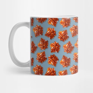 Canadian Maple Syrup Candy Pattern on Blue Grey Mug